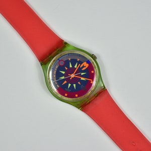 Vintage Red Unisex 1992 Soleil Dynamic Swatch Watch