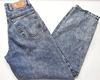 Vintage Dark Blue 80's Acid Wash Denim High Waisted Mom Jeans