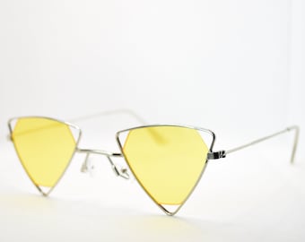 Yellow Avant Garde Retro Triangle Sunglasses