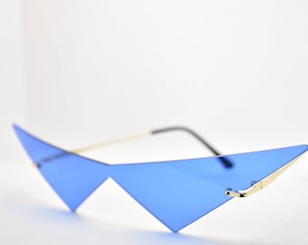 Blue Avant Garde Abstract Retro V Sunglasses