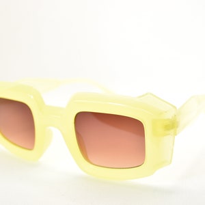 Yellow Thick Frame Square Oversized Sunglasses