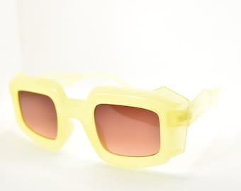 Yellow Thick Frame Square Oversized Sunglasses