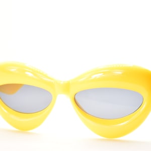 Yellow Oversized Cat Eye Bug Eye Inflatable Style Sunglasses