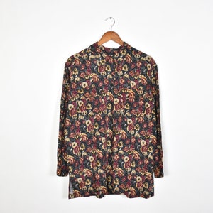 Vintage Red Floral Patterned Button Up Shirt