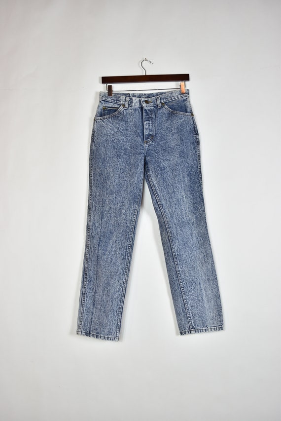 Vintage Blue 80's Acid Washed Lee High Waisted Mo… - image 2