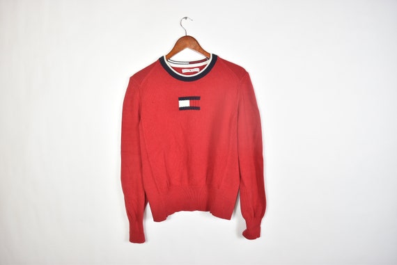 Vintage Red Tommy Hilfiger Knitted Sweater - image 1