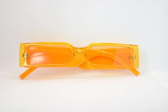90's/00's Bright Orange Y2K Square Sunglasses - image 3