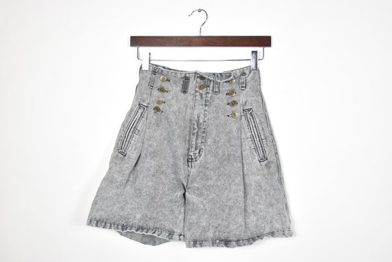 Faded Black and Gray High Waisted 80's Shorts - image 1