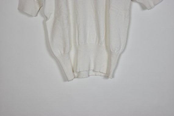 Vintage White Floral Short Sleeve Sweater - image 4