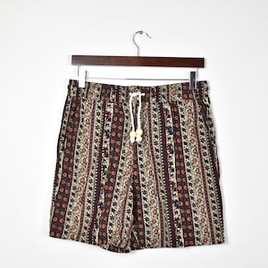 Vintage 80&#39;s Floral Tie Waist Surf Shorts
