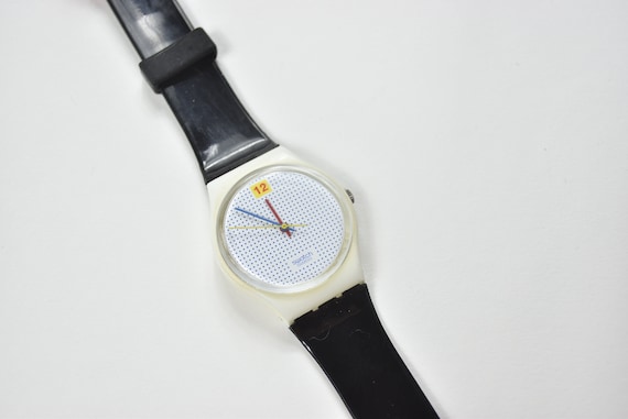 Vintage Black Deadstock 1985 Dotted Swiss Swatch … - image 1