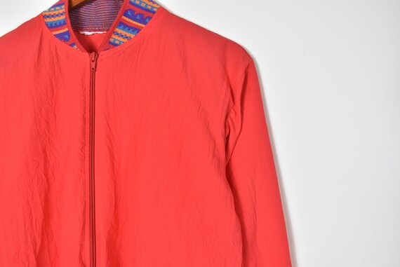 Vintage Red and Tribal Patterned Thin Bomber Jack… - image 5
