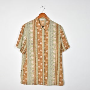 Vintage Striped Floral Hawaiian Shirt
