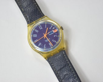 Vintage 1994 Leather Swatch Watch