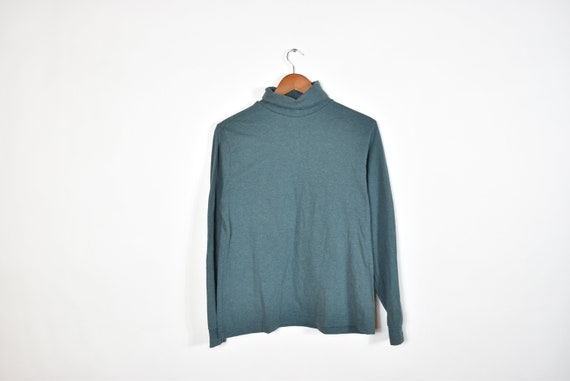 Vintage Green Minimal Turtleneck Long Sleeve Shirt - Gem