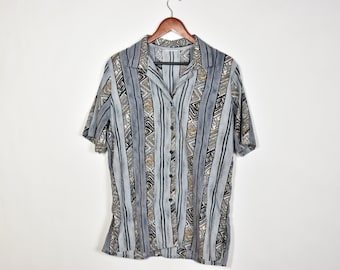 Vintage Patterned Button down Short Sleeve Shirt