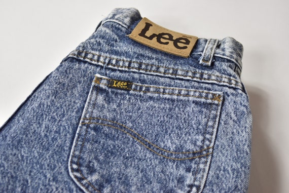 Vintage Blue 80's Acid Washed Lee High Waisted Mo… - image 4