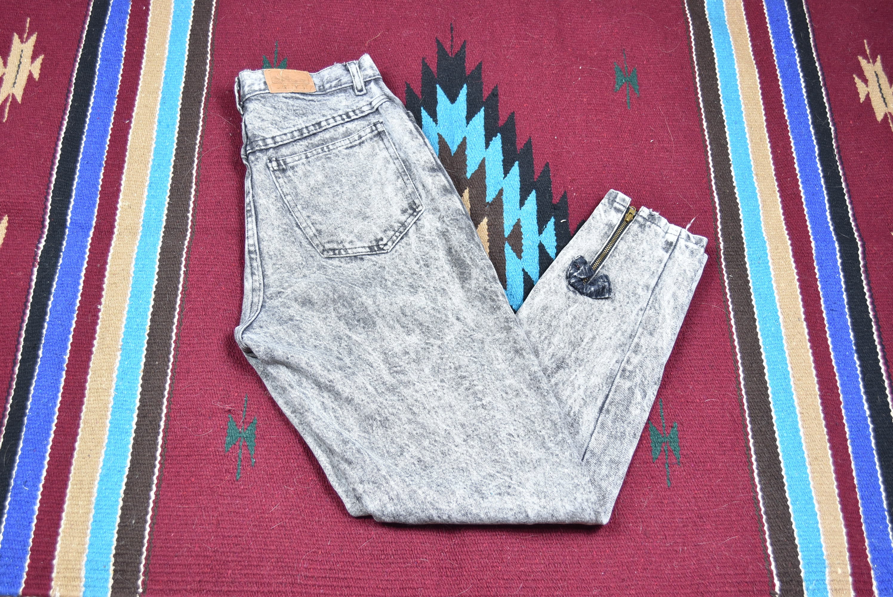 Vintage Black Acid Washed High Waisted Denim Jeans - Etsy France