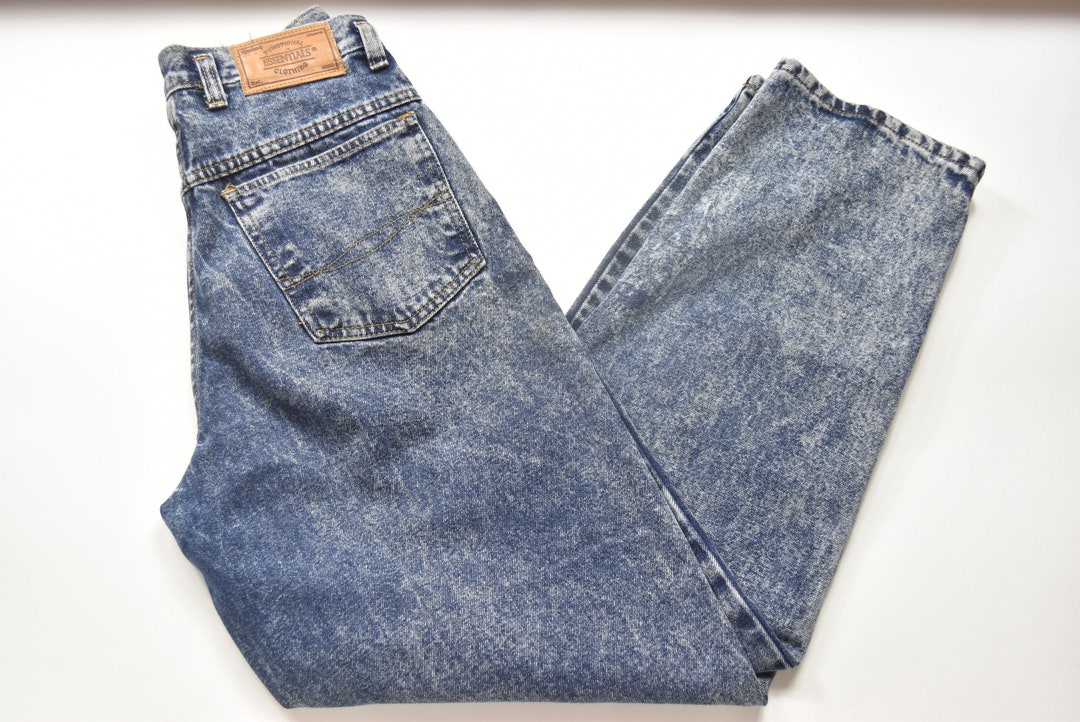 Vintage Dark Blue 80's Acid Wash Denim High Waisted Mom - Etsy