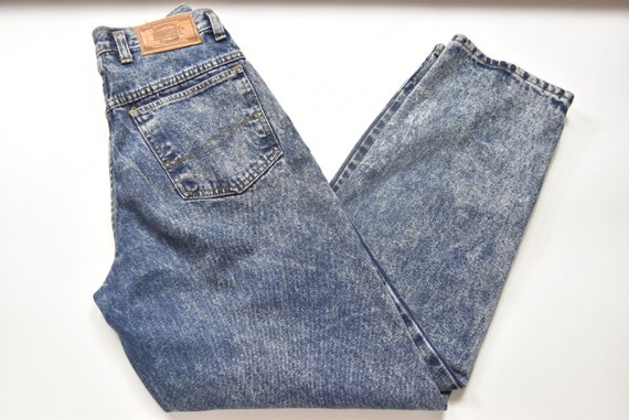 Vintage Dark Blue 80's Acid Wash Denim High Waist… - image 1