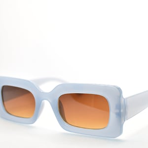 Light Blue 70&#39;s Style Boxy Oversized Sunglasses