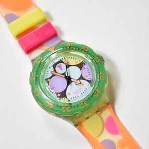 Vintage Colorful Deadstock 1991 Sea Grapes Scuba Swatch Watch