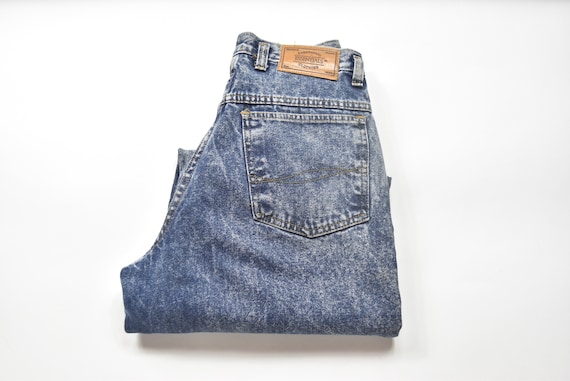 Vintage Dark Blue 80's Acid Wash Denim High Waist… - image 2