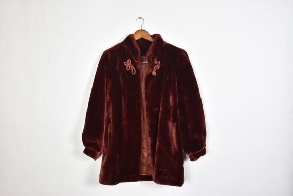 Vintage Rare Wine Red Velvet 80's Heavy Winter Ove