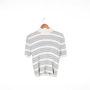 Vintage Grau und Schwarz Gestreiftes Rollkragen Shirt