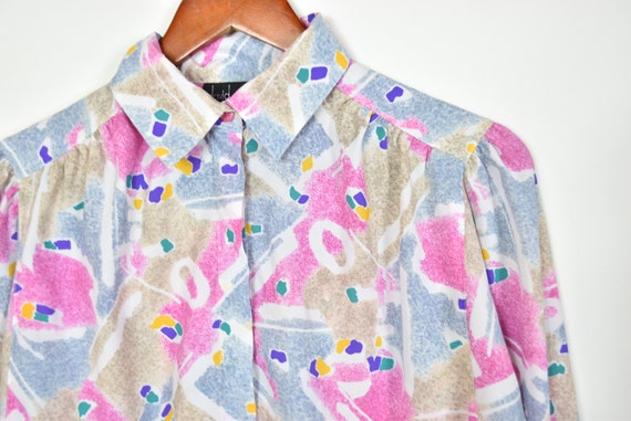 Vintage Colorful Abstract Patterned Long Sleeve B… - image 2