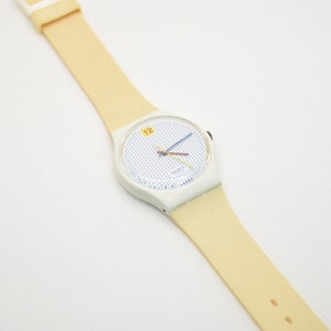 Vintage Deadstock Tan 1985 Dotted Swiss Swatch Watch