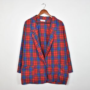 Vintage Colorful Plaid Oversize Blazer