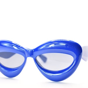 Blue Oversized Cat Eye Bug Eye Inflatable Style Sunglasses