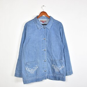 Vintage Light Blue Denim Embroidered Overcoat