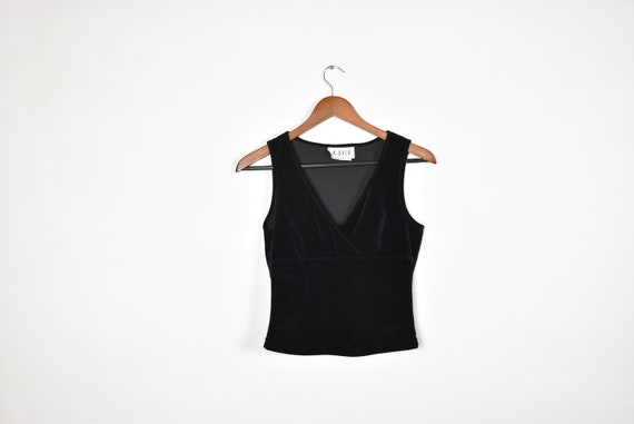 Vintage Sleeveless Black Velvet Crop Top