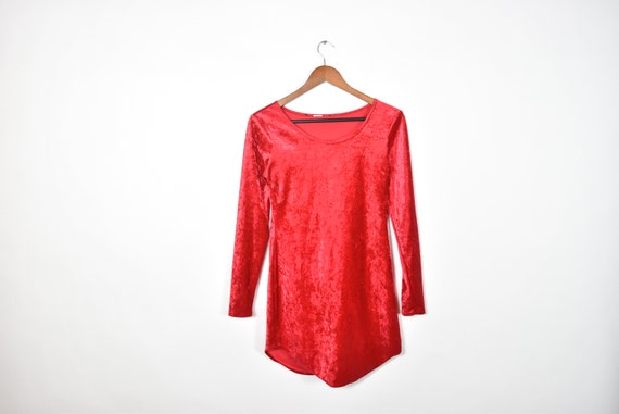 Vintage Crushed Red Velvet Dress