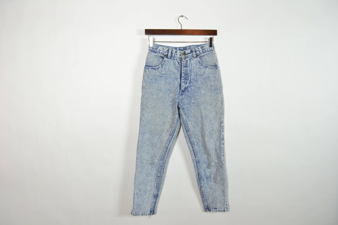 Vintage High Waisted Ankle Zip Acid Wash Jeans - Etsy