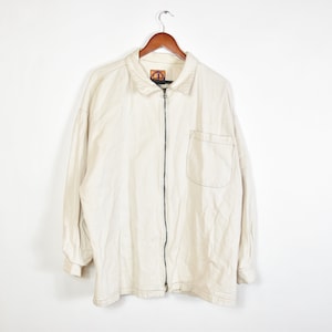 Vintage Cream Colored Oversized Zip Up Jacket