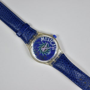 Vintage Swatch Watch - Blue Leather Musical Unisex Watch