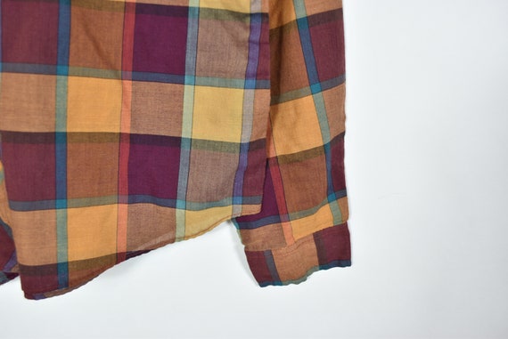 Vintage 70's Brown Tartan Plaid Long Sleeve Shirt - image 3