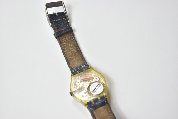 Vintage 1994 Leather Swatch Watch - image 4