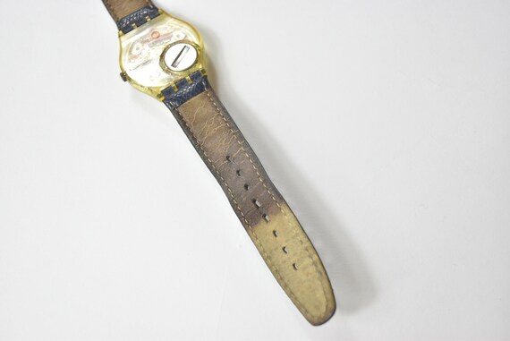 Vintage 1994 Leather Swatch Watch - image 3