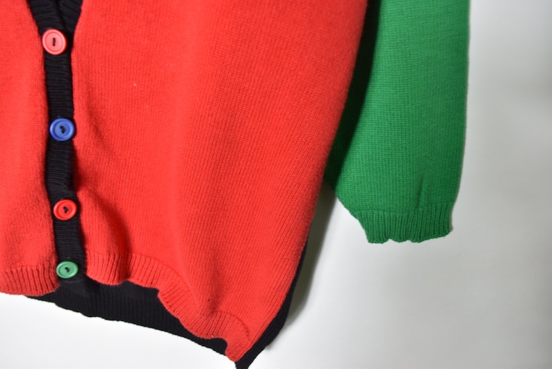 Vintage Color Block Knitted Cardigan Sweater