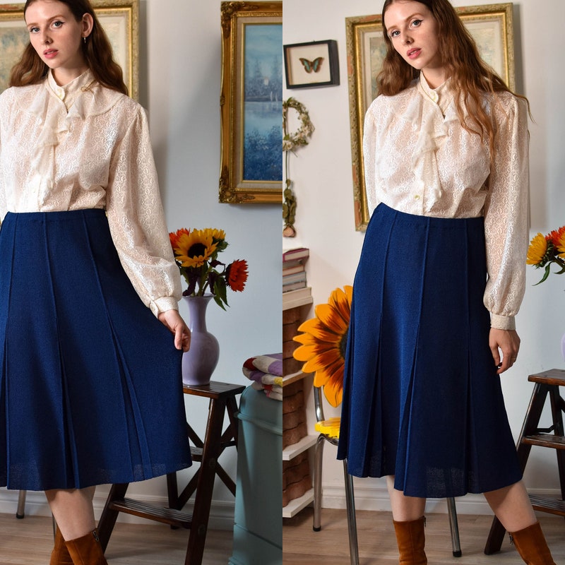 Blue Pleated Skirt