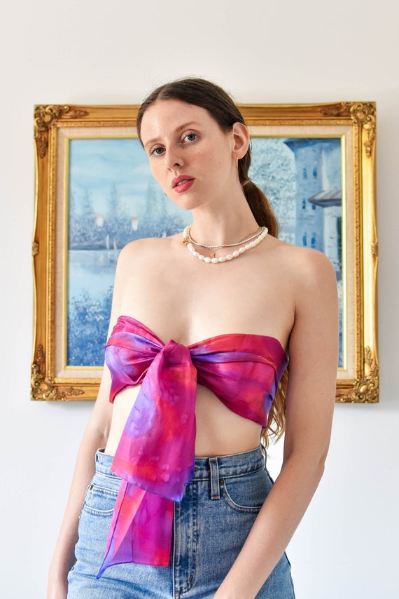 pink silk scarf top