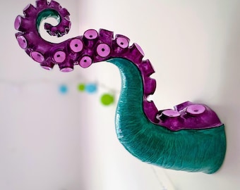 papier-mache tentacle hanger wall decor