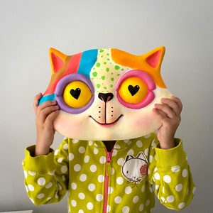 Cat head wall decor papiermache