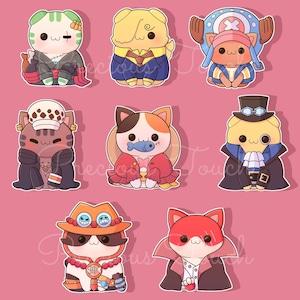 Pirate Anime Cats Stickers