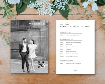 Wedding Welcome Note & Timeline Template, Wedding Weekend Itinerary Printable, Wedding Welcome Bag Note Template, Minimalist, Chic