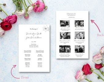 Bifold wedding program, Wedding program booklet, Greek Orthodox ceremony wedding program, Neutral minimal chic program